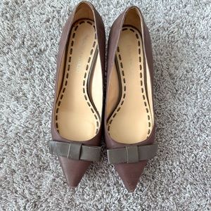 Cute brown kitten heels with bow detail